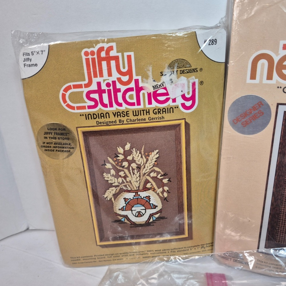 Jiffy Stitchery Needlepoint Needlepointers Kits Basket Vase Broccoli 3 Kits - Picture 3 of 5